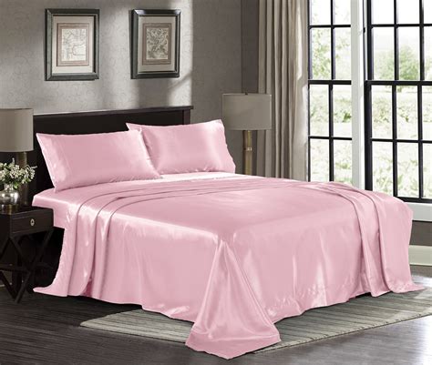 pink satin bedding|pink single flat sheet.